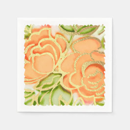 Gold Abstrakte Rose Orange Serviette