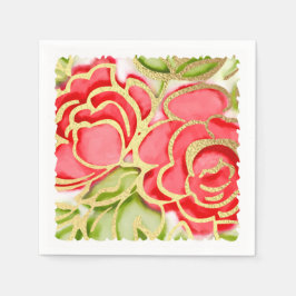 Gold Abstrakte Rose Red Serviette