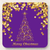 Gold Abstrakte Weihnachtsbaumgetränke Coaster Getränkeuntersetzer (Vorderseite)