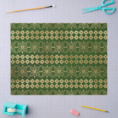 Gold Abstrakte wiederholte Blume auf Green Decoupa Seidenpapier (Basteln)