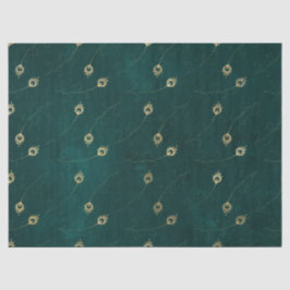 Gold Abstraktes Auge der Pfauenfedern auf Grün Seidenpapier