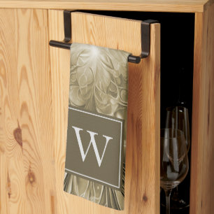 Gold Abstraktes Geblüht Monogramm Handtuch