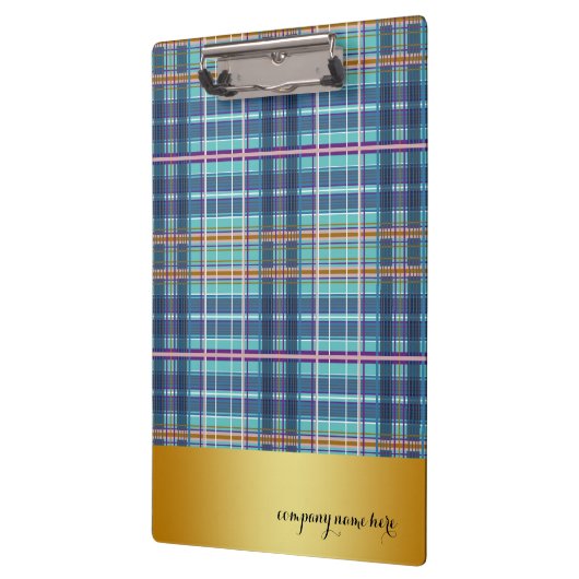 Gold Abzeichen Denim Checked Blue Klemmbrett (Links)