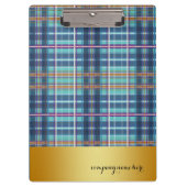 Gold Abzeichen Denim Checked Blue Klemmbrett (Vorderseite)