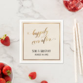 Gold Accent glücklich immer nach Herz-Script Cream Serviette (Beispiel)