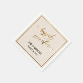 Gold Accent glücklich immer nach Herz-Script Cream Serviette (Ecke)