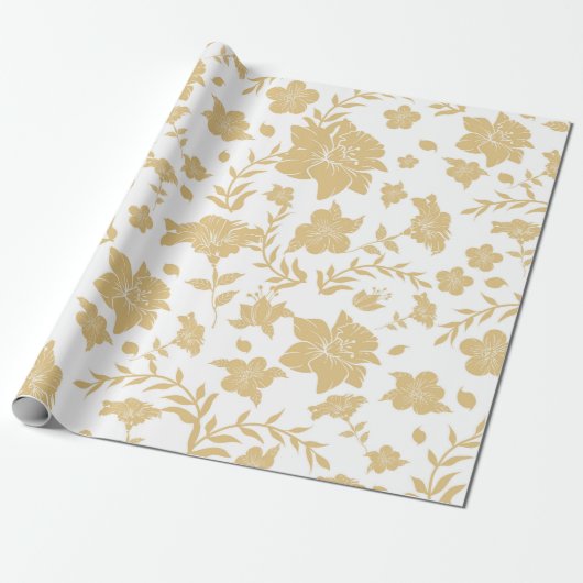 Gold Accent White Background Wrapping Paper Geschenkpapier (Ungerollt)