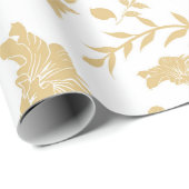 Gold Accent White Background Wrapping Paper Geschenkpapier (Rolleneckpunkt)