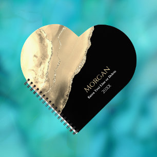 Gold-Achat & Glitter, Name, Datum, Textzeile, Schw Notizblock