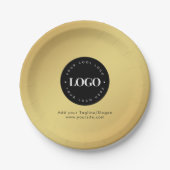 Gold Add Custom Business Company Logo & Text Party Pappteller (Vorderseite)