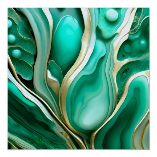 Gold Adern: Digitale Hommage an grüne Mineralien Poster (Vorderseite)