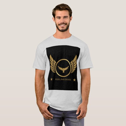 Gold Adler mit Wings Image Gefühl Guter Text Ash T-Shirt (Vorne ganz)