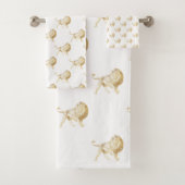 GOLD AFRICAN LION WHITE BADEZIMMER TOWEL SET (Insitu)