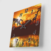 Gold African Sky Safari - Jungle Square Wall Clock Quadratische Wanduhr (Winkel)