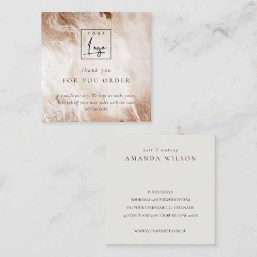 Gold Agate Beige Vielen Dank für Ihr Interesse an Quadratische Visitenkarte (Vorne/Hinten)