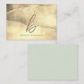 Gold Agate Glitzer Elegante Monogram Mitteilungskarte (Vorne/Hinten)