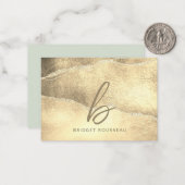 Gold Agate Glitzer Elegante Monogram Mitteilungskarte (Vorderseite/Rückseite Beispiel)