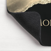 Gold Agate & Glitzer, Goldname auf schwarz Mousepad (Ecke)