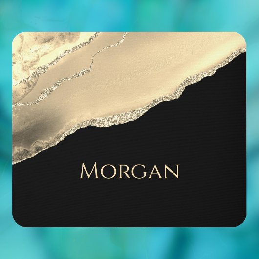 Gold Agate & Glitzer, Goldname auf schwarz Mousepad