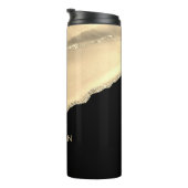 Gold Agate & Glitzer, Goldname auf schwarz Thermosbecher (Nach rechts gedreht)