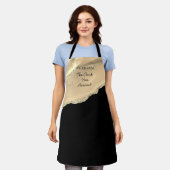 Gold Agate & Glitzer, Name & Text auf schwarz Schürze (Getragen)