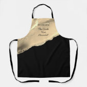 Gold Agate & Glitzer, Name & Text auf schwarz Schürze (Vorderseite)