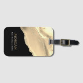 Gold Agate & Glitzer, Name & Textzeile, schwarz Gepäckanhänger (Vorderseite (Horizontal))