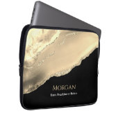 Gold Agate & Glitzer, Name & Textzeile, schwarz Laptopschutzhülle (Vorne Rechts)