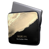 Gold Agate & Glitzer, Name & Textzeile, schwarz Laptopschutzhülle (Vorderseite Links)