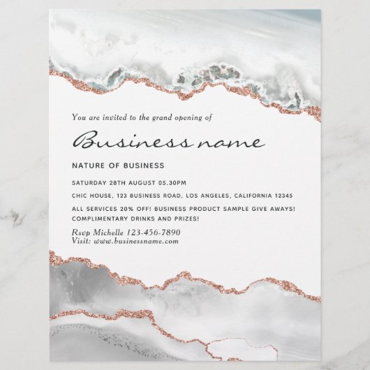 Gold Agate Grand Opening Einladung von White and R Flyer (Vorne)