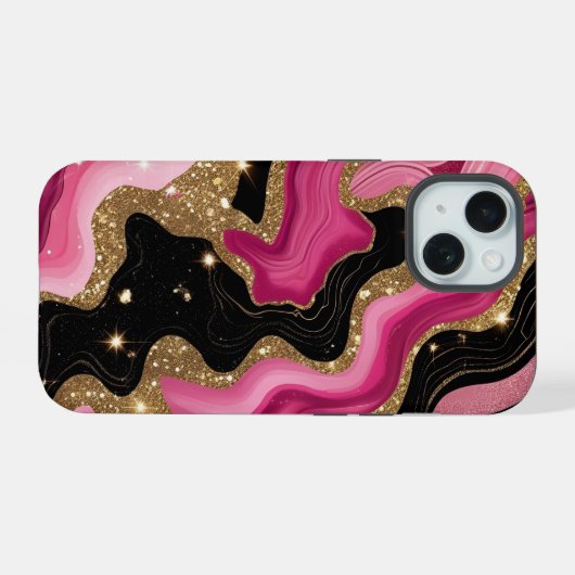 Gold Agate iPhone 15 Hülle (Rückseite (Horizontal))