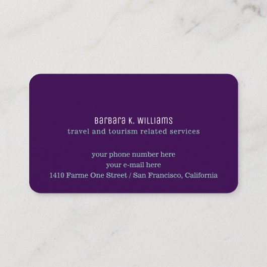 Gold Airplane Travel Consultant Lila Visitenkarte (Rückseite)