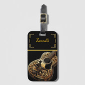 Gold Akustische Gitarre mit Western Charm Gepäckanhänger (Vorderseite Vertikal)