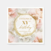 Gold Akzente Blush Geburtstag Napkins Personalisie Serviette (Vorderseite)