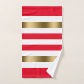 Gold-Akzente in Rot und Weiß Streifen, Monogramm Badhandtuch Set (Handtuch)