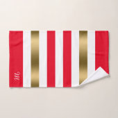 Gold-Akzente in Rot und Weiß Streifen, Monogramm Badhandtuch Set (Handtuch)