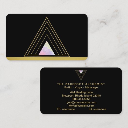 *~* Gold Alchemy Minimal Sacred Geometry Triangle Visitenkarte (Vorne/Hinten)