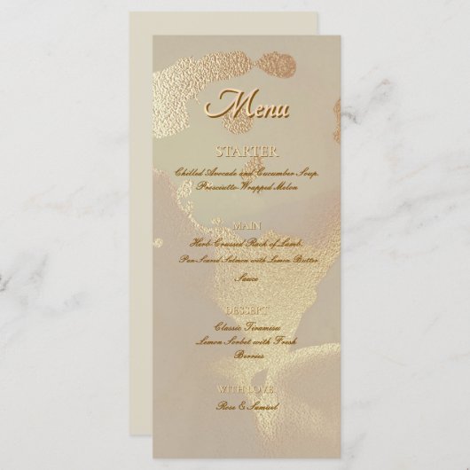 Gold Alcohol Ink Elegant Flat Menu Menükarte (Vorne/Hinten)