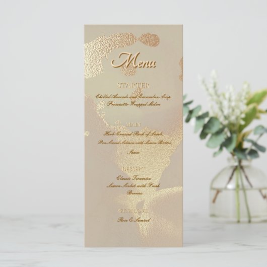 Gold Alcohol Ink Elegant Flat Menu Menükarte (Stehend Vorderseite)