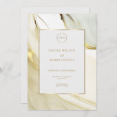Gold Alcohol Ink White Chic Wedding Invitation Einladung (Vorne/Hinten)