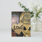 Gold Alien Liebe Postkarte (Stehend Vorderseite)