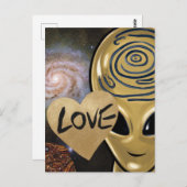 Gold Alien Liebe Postkarte (Vorne/Hinten)