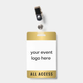 Gold All Access Event Pass Abzeichen Ausweis (Vorderseite mit Clip)