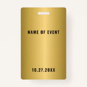 Gold All Access Event Pass Abzeichen Ausweis (Rückseite)