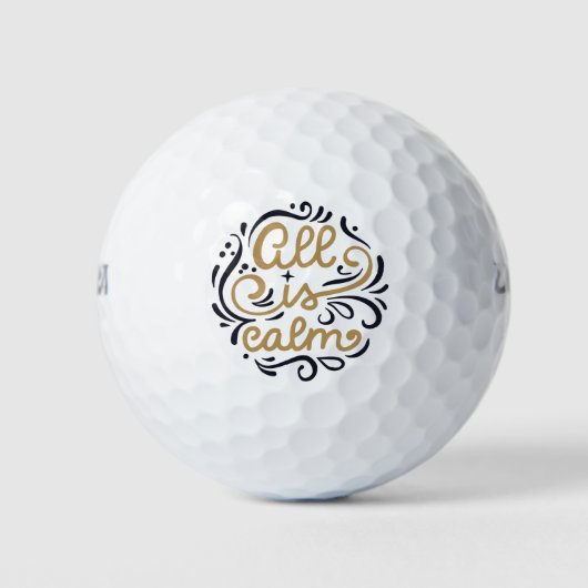Gold Alles ist eine ruhige Typografie Weihnachtsfe Golfball (Vorderseite)