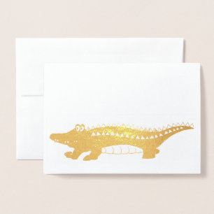 Gold Alligator Spater Gator Croc Crocodile Reptile Folienkarte