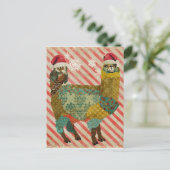Gold Alpaca & Aquamarin Owl Weihnachtskarte Feiertagspostkarte (Stehend Vorderseite)