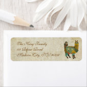 Gold Alpaca und Aquamarines Owl Address Label (Insitu)