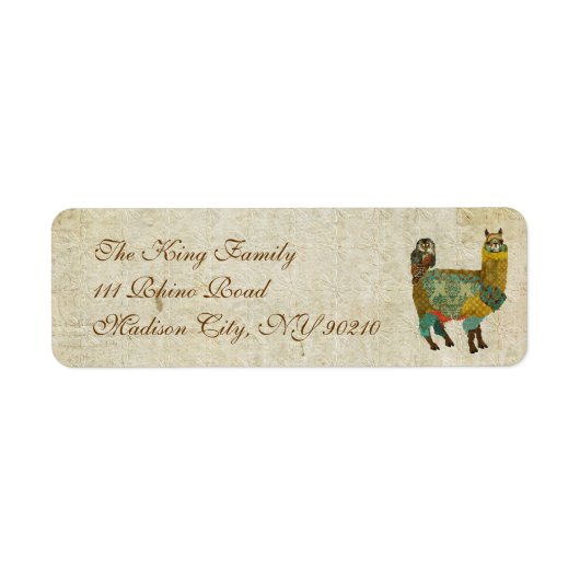 Gold Alpaca und Aquamarines Owl Address Label (Vorne)