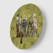 Gold Alpacas Design , Large Wall Clock Große Wanduhr (Winkel)